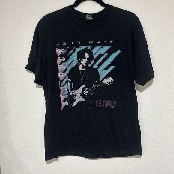 Gildan Hammer Mens Black John Mayer U.S Tour 2022 Cotton T-Shirt Size Large - Picture 1 of 7